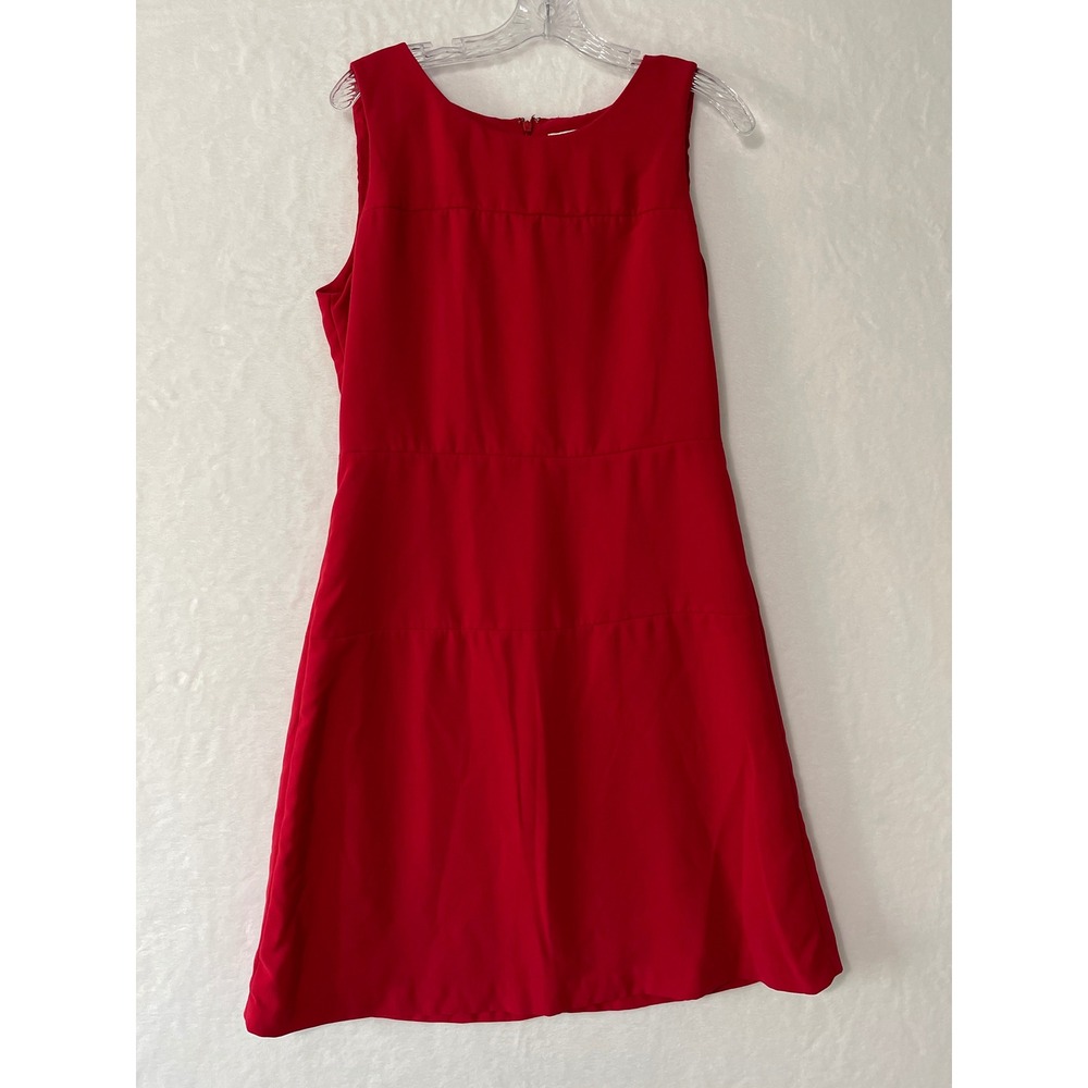 Banana Republic Womens Red Sleeveless Tiered Shift Dress Size 12 Round Neck